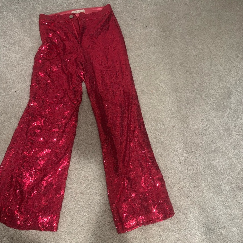 Sequin pink wide leg pants